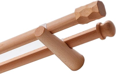 Houten Gordijnroede Set - Dubbele Roede - Venster Decoratie - Massief Hout - 100 cm