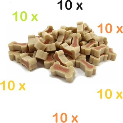 10 x Pet Snack hondensnoepjes zalm en rijst 200 gr ( 10 x 200gr = 2 kg ) zacht en smakelijk, ook voor in treat toys ideaal..
