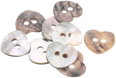 Knopen 0,44 inch (11,25 mm) 2 gaten naai-knop hart van natuurlijke schaal voor stof handwerk overhemd DIY
