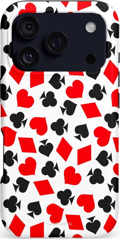Casetastic hoesje geschikt voor Apple iPhone 17 Pro - MagSafe - Dubbellaagse bescherming - Harten spel - Fashion Case - Wit Rood Zwart Grijs