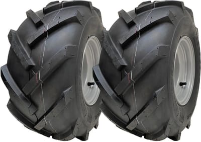 18x9,50-8 banden met open midden op velg met noppen, Rotovator, 4 bouten, 100 mm PCD (set van 2)
