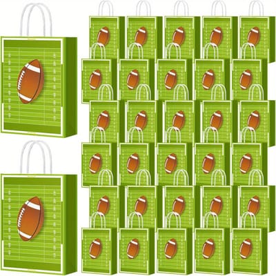 20 Sacs Cadeaux Fête Football, Sacs Cadeaux Football, Sacs Bonbons Friandises, Sacs Cadeaux Fête Sportive Thème Sportif, Anniversaire, Sac Cadeau Fête avec Poignées Pack of 20 vert