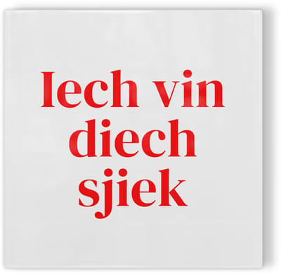 Tegeltje Maastricht Iech vin diech sjiek - wit rood - tegeltje stad - tegeltje met tekst