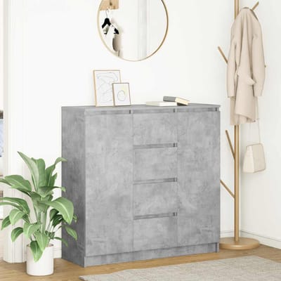 vidaXL - Dressoir - met - lades - 100,5x35x98,5 - cm - spaanplaat - betongrijs