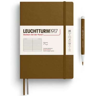 Leuchtturm1917 notitieboekje, softcover, medium a5, gelinieerd, bruin