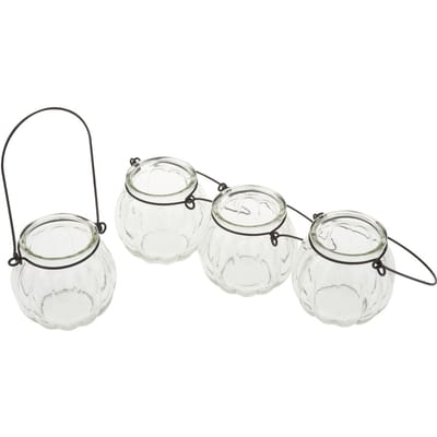 VBS Glazen lantaarn met beugel, 4 stuks
