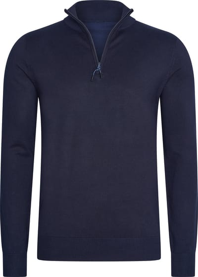 Mario Russo Half Zip Sweater - Trui Heren - Sweater Heren - Coltrui Heren - Navy - M