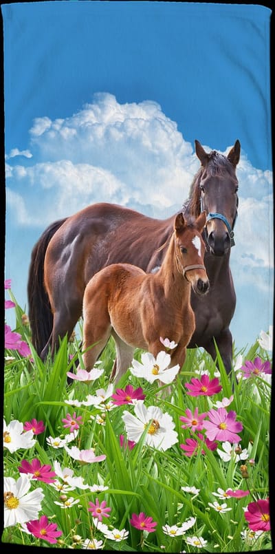 Good Morning Kinderstrandlaken "paarden" - Multi - (75x150 cm) - Microfiber