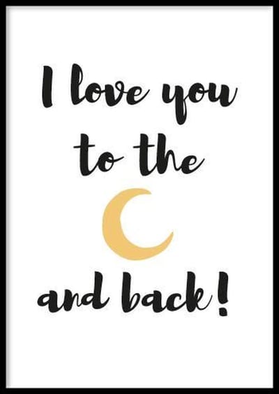 Poster To the moon - 30x40cm met Fotolijst – Babykamer Poster – Ingelijst