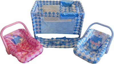 Poppenset - 2x Maxi-Cosi - 1x Kinderbedje - 1x Tasje - Prinsessenplaatjes - Verjaardagscadeau