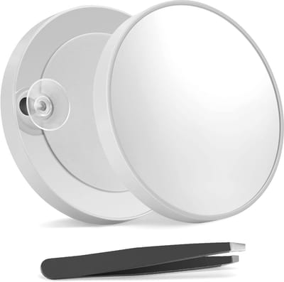 20x Vergrößerungsspiegel – 8,8cm Witte Make-up Spiegel met 2 Precisie Pincetten, Ideaal voor Make-up en Haarverwijdering