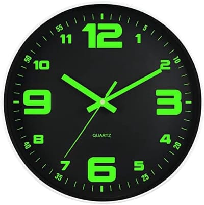 PromoHome Moderne Wandklok met Nachtverlichting - Stille Klok zonder Tikkend Geluid - 30 cm Grote Wandhorloge met Kristalverlichting voor Keuken, Slaapkamer, Woonkamer en Kantoor