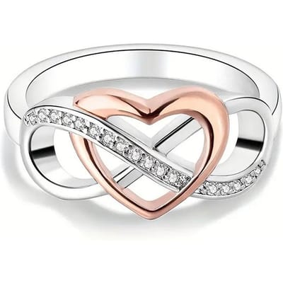 CAOSHI Tweekleurige Luxe Damesringen Schitterende Zirkonia Hart Design Verlovings Trouwvinger Accessoires Statement Sieraden 6 white