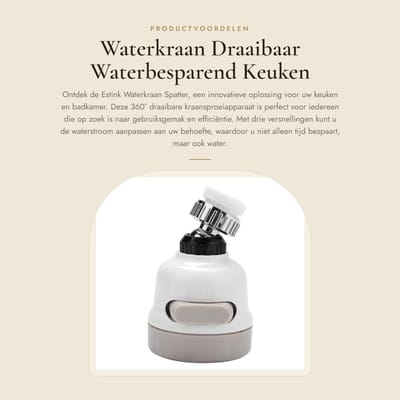 Dailygoods- Waterkraan 360° Draaibaar - Sproeiapparaat - Waterbesparend - Keukenkraan - Hoogwaardig ABS - Drie Versnellingen - Kraansproeier