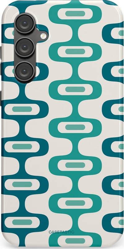 Casetastic hoesje geschikt voor Samsung Galaxy S23 FE - Dubbellaagse bescherming - Vormen vibe - Fashion Case - Wit Petrol Lichtgrijs Mintgroen