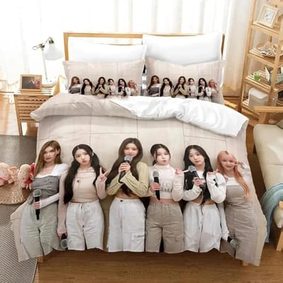 3D Print Kpop NMIXX Beddengoed Set Dekbedovertrek Bed Set Dekbedovertrek Kussensloop Dekbed King Queen Maat Jongens Volwassenen Beddengoed Set 135x200cm 2pcs