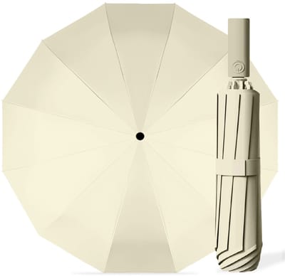 Kaaiman® Stormparaplu Opvouwbaar - Off-White - 12 Panelen - Windproof - Creme - Beige - Paraplu - 1 Knop bediening - Geschikt voor 2 personen - Beperkte oplage