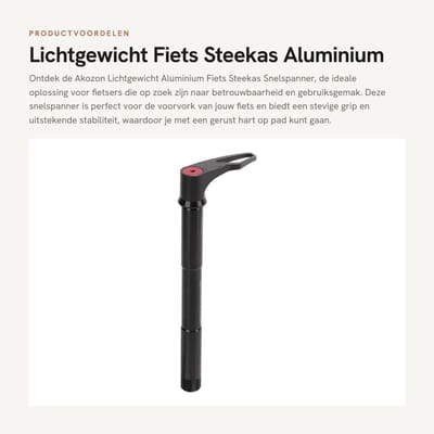 Dailygoods- Steekas Lichtgewicht Aluminium - Snelspanner - Voorvork - Schroefdraad M15x1,5 - Buitendiameter 15 mm - Gewicht 63 gram - Fietsas