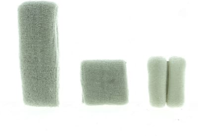 Witte zweetband, hoofdband en twee elastische banden