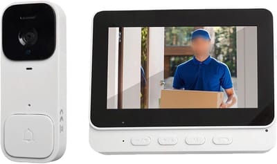 Videodeurbel met display - Draadloze intercom - Toegangscontrole thuis - Geen boren nodig - 43 inch scherm - Wit
