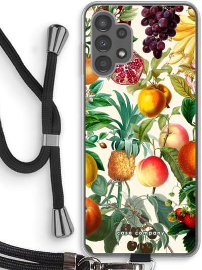 Case Company® - Hoesje met koord geschikt voor Samsung Galaxy A13 4G hoesje met Koord - Classic Flora - Telefoonhoesje met Zwart Koord - Bescherming aan alle Kanten en Over de Schermrand