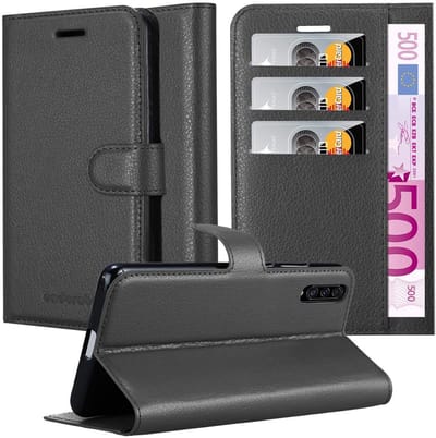 Cadorabo Hoesje geschikt voor Samsung Galaxy A50 4G / A50s / A30s in PHANTOM ZWART - Beschermhoes met magnetische sluiting, standfunctie en kaartvakje Book Case Cover Etui