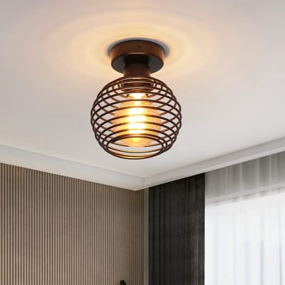 NETTLIFE Plafondlamp - E27 fitting - vintage - zwart - metal - industriële slaapkamerlamp - voor gang trap balkon gang keuken slaapkamer-excl. lichtbron