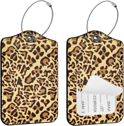 Luipaardbagagelabels set van 2 - PU-leer - gepersonaliseerd - gemakkelijk identificeerbaar - SnelShoppen
