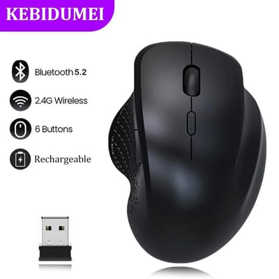 Souris sans fil rechargeable Bluetooth 1600DPI Souris silencieuses Récepteur USB 2.4G pour Mackbook PC Ordinateur portable Accessoires de jeu