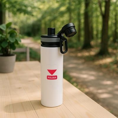 Hacebo® - Polska vlag hartje waterfles met draaidop grijs - Polen - reizigers - toerist - verjaardagscadeau - souvenir - vakantie - kado - water fles - 850ML