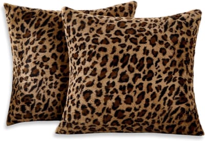 Set van 2 Decoratieve Kussenhoezen in Luipaardprint, Zachte Pluche Sierkussenslopen van 45 x 45 cm, Ideaal voor Bank en Stoelen, Perfect voor Interieurdecoratie