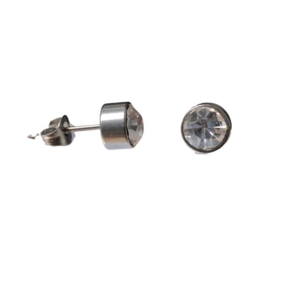 Aramat Jewels | Oorbellen | RVS Kristal Oorbellen Rond Kleurrijk 3mm - Diverse Kleuren Studs | Zilverkleur / 7mm / Transparant | |8mm | Staal | Volwassenen | Verkleurd niet