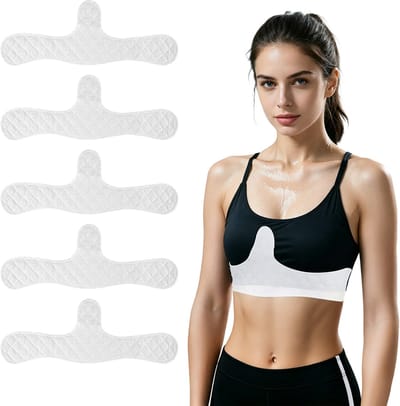 5-pack Zweetpads voor onder de borst — 46x8x16x0,2cm — Absorberende borstpads voor dames — Lingerie-inzetstukken — Zweet- en vochtafvoerende pads — BH-inlegstukken — Zweetbeschermers voor onder de band — Ontworpen voor vrouwen — Herbruikbaar