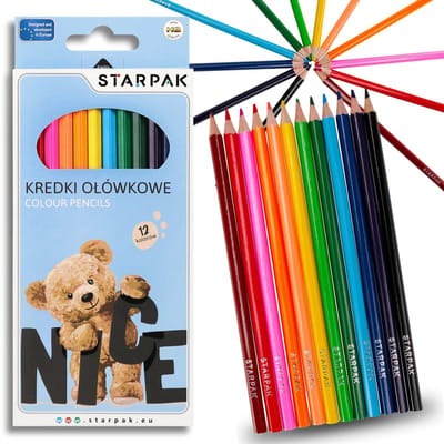Beertje, kleurpotloden voor kinderen, houten schoolpotloden, set van 12 kleuren