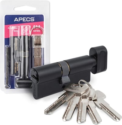 Cilinderslot met knop - Deurslot cilinder - Beveiliging huisdeur - Inclusief 5 sleutels - 90mm 40/50 - Zwart