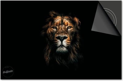 Inductie beschermer 60x60 - afdekplaat inductie mat - Dietrix Kookplaat beschermer - Exclusief - Dieren - Leeuw op zwart