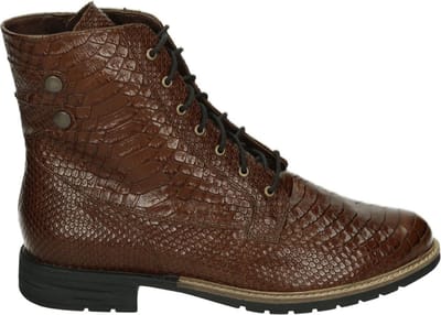 Durea - 9709 K - Hoge sneakersVeterlaarzenDames veterschoenenDames sneakersHalf-hoge schoenen - Kleur: Cognac - Maat: 36