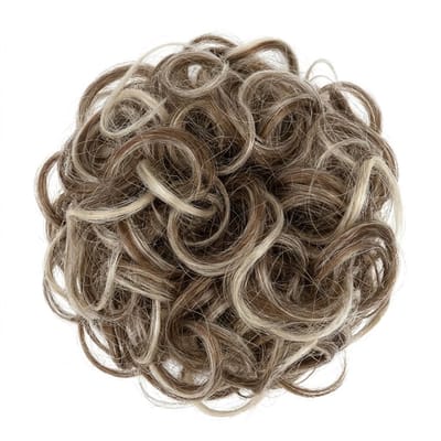 Ashbruine haar scrunchie met highlights – synthetische haarstuk knot – elastische haar bun extension – natuurlijk ogende opsteek haar accessoire voor dames
