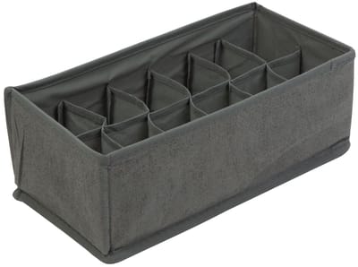 Opvouwbare stoffen opbergdoos - 32 x 16 x 11 cm - 12 vakken - grijs [BW2079]