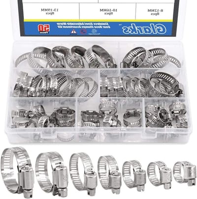 50 Stuks RVS Verstelbare Worm Gear Slangklemmen Assortiment Kit voor Hookah, 8-38mm Maat, Duurzaam en Roestvrij