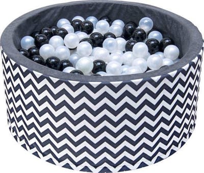 Ballenbak - stevige ballenbad -90 x 40 cm - 400 ballen Ø 7 cm - roze, wit, grijs in zebrapatroon