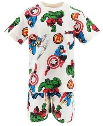 Avengers shortama - Maat 104 - 100% katoen - Offwhite - Hulk - Captain America - Thor - Pyjama