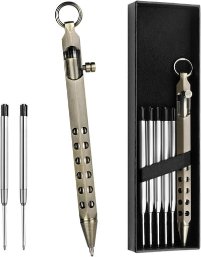 Retro Bolt Action Pen met Cadeaubox, Lichtgewicht Metalen Balpen met 5 Extra Navullingen, Herbruikbare Inkt Pen voor Kantoor, School en Cadeaus voor Mannen en Vrouwen