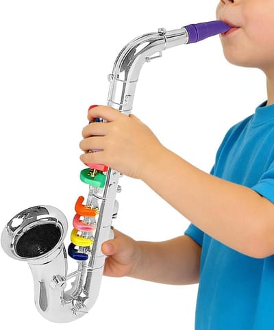 Saxofoon speelgoed - Muziek instrument - Kinderen muziek leren - Zeven tonen modi - 42 cm - Zilver