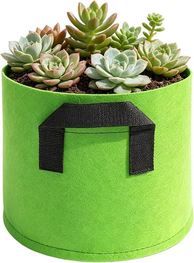 Plantenzakken met Handgrepen - Kweekzakken Groenten - Planten Kweken - Ademende Stof - 25 x 22 cm - Grijs