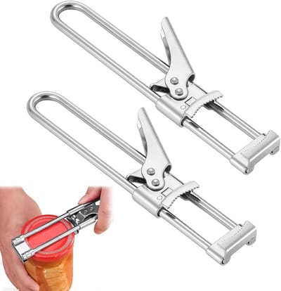 Potopener Set - Blikopener Hulpmiddel - Keuken Hulp - Verstelbaar Ontwerp - 23 cm - Zilverkleurig