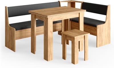 Vicco Roman Hoekbank set – 136.6 x 60 cm met tafel Krachtige eik goud