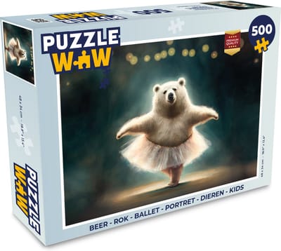 Puzzel IJsbeer - Rok - Ballet - Portret - Dieren - Kids - Legpuzzel - Puzzel 500 stukjes