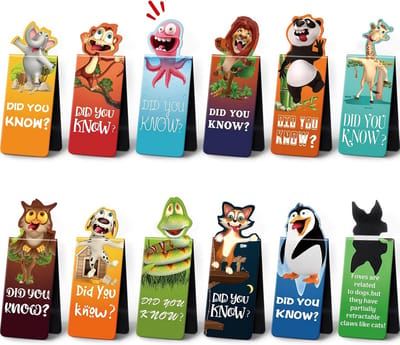 12 Stuks Magnetische Bladwijzers met Leuke Dierlijke Figuren voor Boeken en Lezen