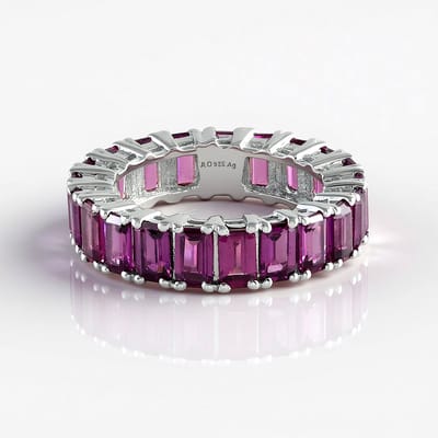 Cavill - Zilveren Ring - 925 Sterling Zilver Gerhodineerd - Paarse Rhodoliet 7,75 ct - Octaëdrisch Geslepen Edelsteen - Tijdloos Duurzaam Design